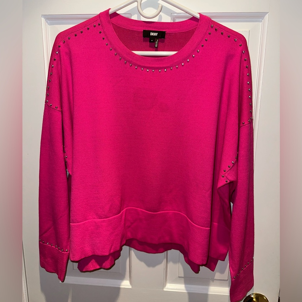 DKNY Fuchsia Top with Metallic Accents